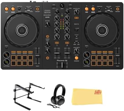 Pioneer DJ DDJ-FLX4 2-Channel DJ Controller - Black Bundle with Carrying Case and Austin Bazaar Polishing Cloth