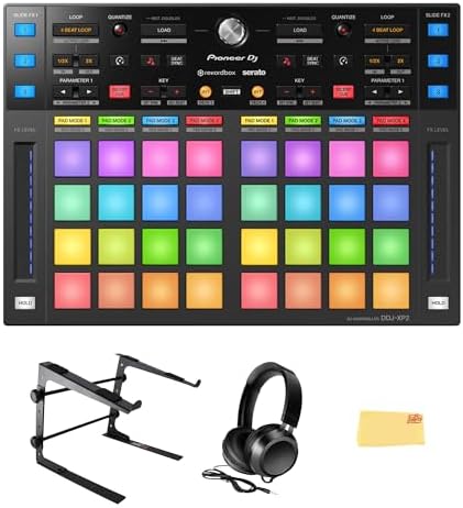 Pioneer DJ DDJ-XP2 Sub-Controller for Rekordbox & Serato DJ Pro Bundle with Laptop Stand, Headphones, and Austin Bazaar 